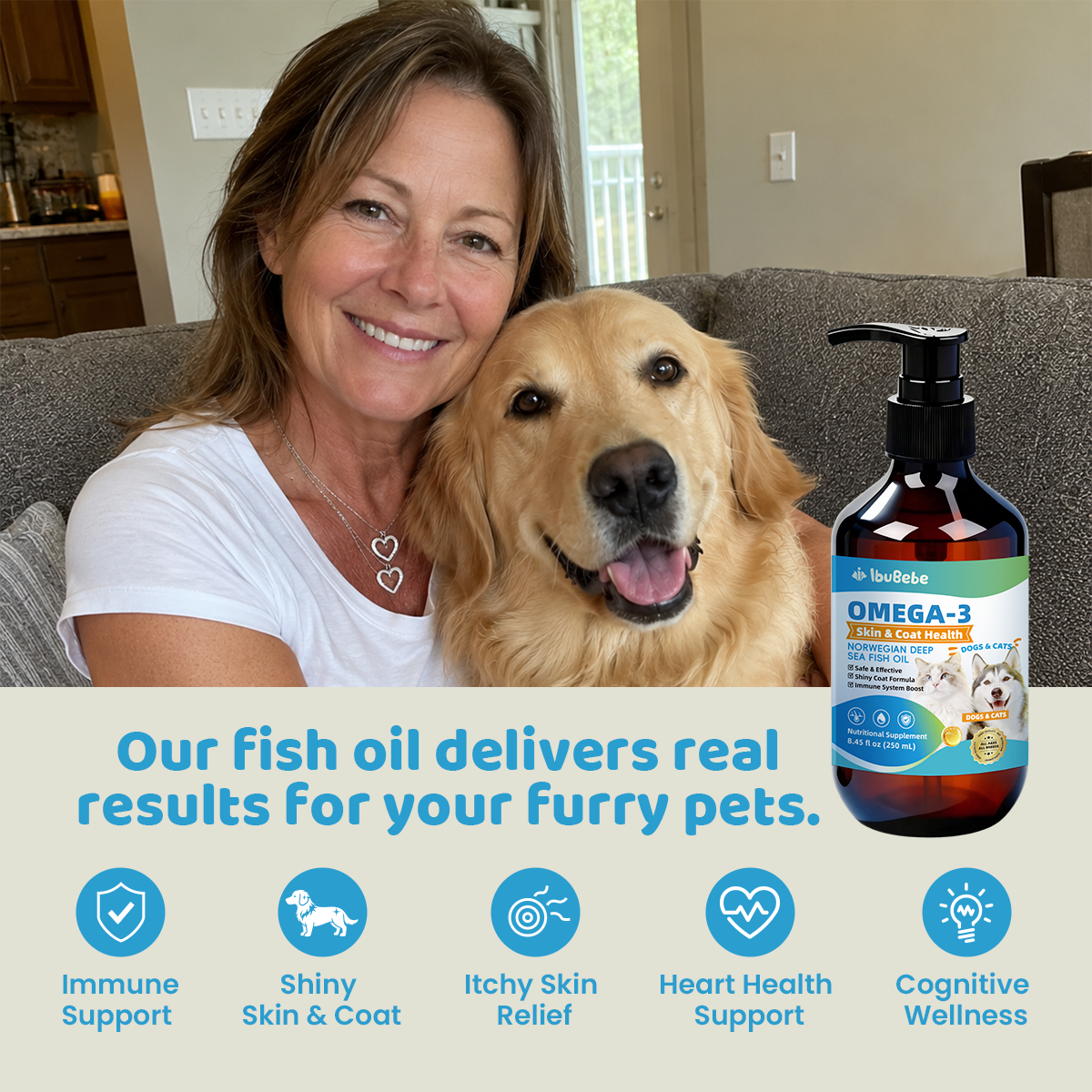 35% Omega-3 Fish Oil for Dogs & Cats | EPA & DHA | Daily Skin & Coat Support | 8.45oz