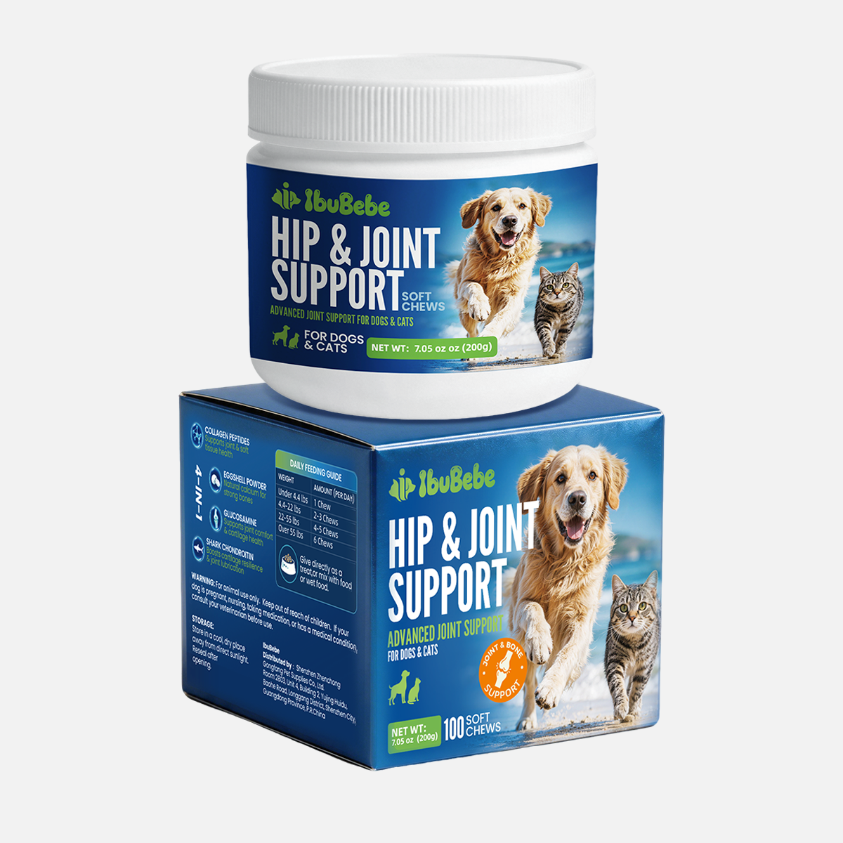 Hip & Joint Supplement for Dogs & Cats | Glucosamine, Chondroitin, UC-II Collagen & Green-Lipped Mussel for Joint Mobility Support, 100 Soft Chews senior