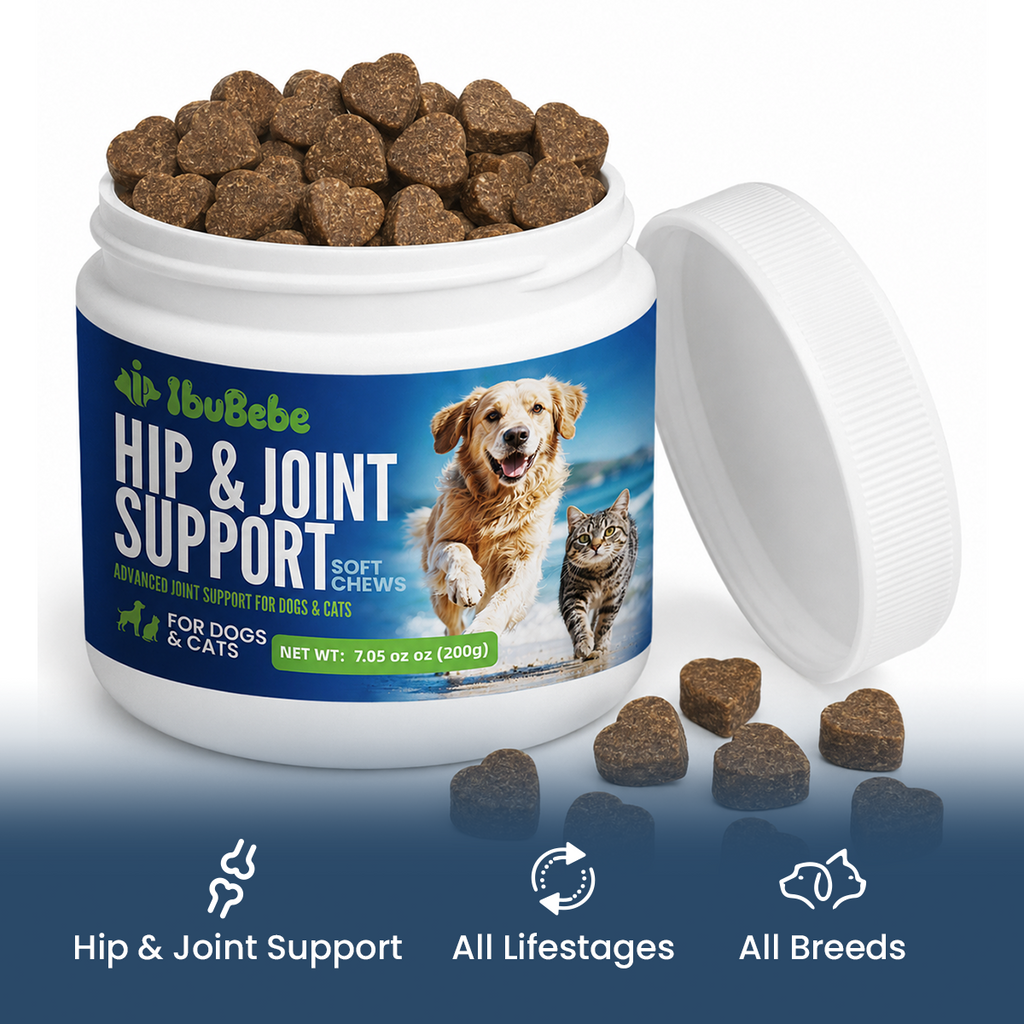 Hip & Joint Supplement for Dogs & Cats | Glucosamine, Chondroitin, UC-II Collagen & Green-Lipped Mussel for Joint Mobility Support, 100 Soft Chews senior