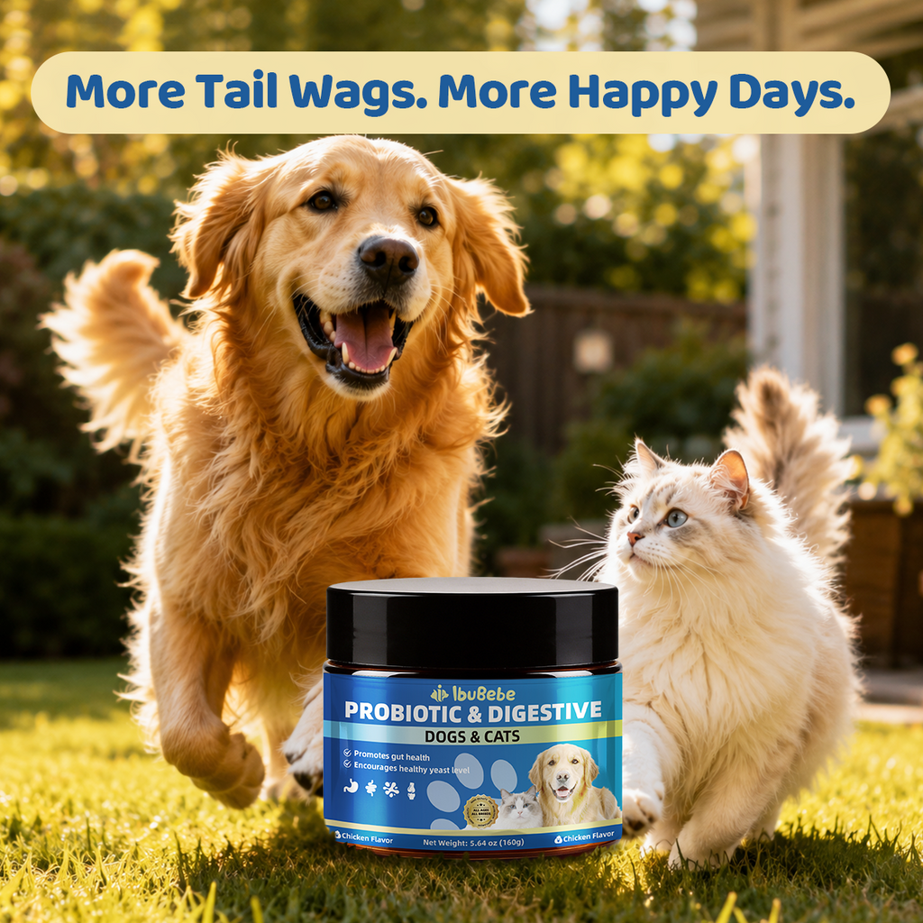 Probiotics for Dogs & Cats Soft Chews | Gut Health, Digestive Support & Healthy Yeast Balance Supplement, Chicken Flavor, 160g prebiotics